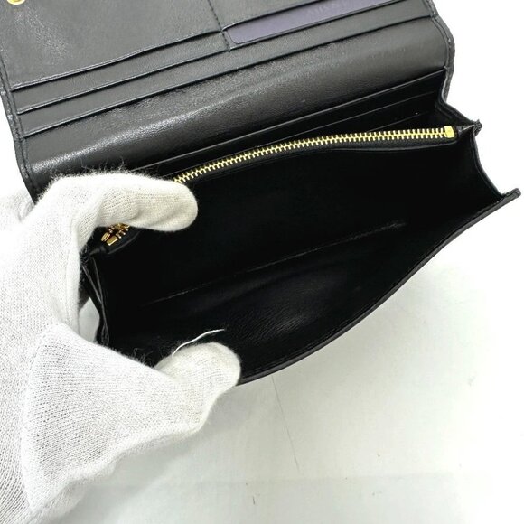 PRADA 1M1132 Logo Gather Two fold Long Wallet Leather Black - Picture 9 of 16